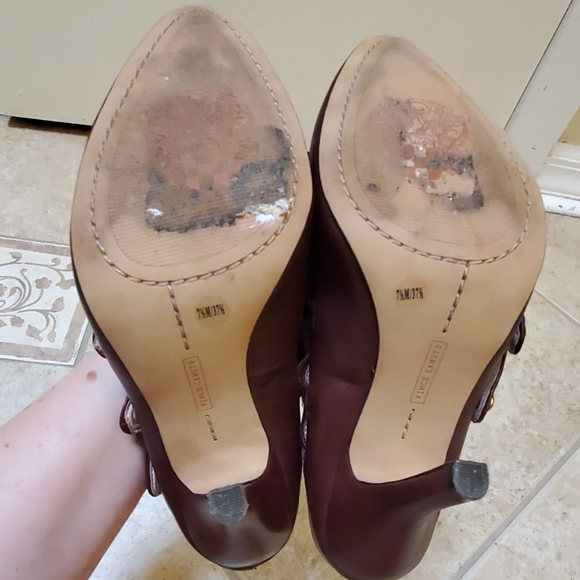 Vince Camuto brown/plum leather heels - Picture 7 of 7